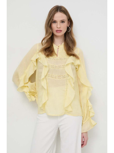 Блуза Twinset в жълто с изчистен дизайн