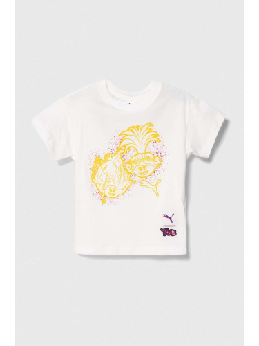 Детска памучна тениска Puma PUMA X TROLLS Graphic Tee в бяло с принт