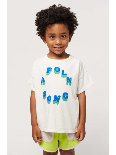 Детска памучна тениска Bobo Choses в бяло с принт