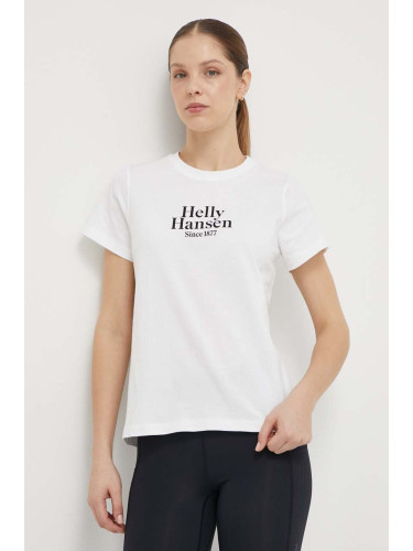 Памучна тениска Helly Hansen в бяло