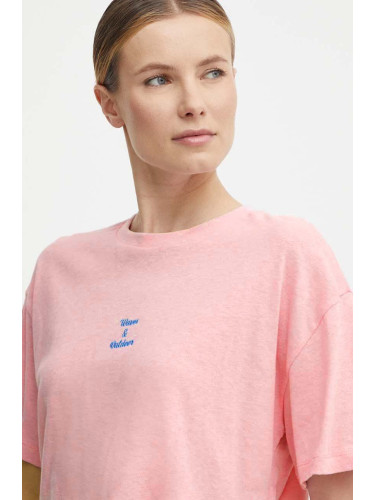 Тениска с лен Picture Hampy в розово WTS483