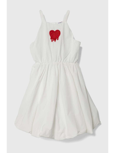Детска рокля Pinko Up в бяло къса разкроена