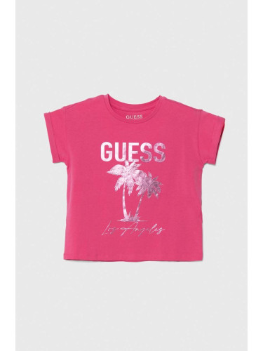 Детска тениска Guess в розово