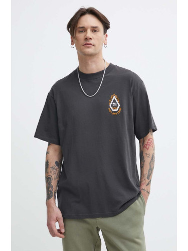 Памучна тениска Volcom в сиво с принт