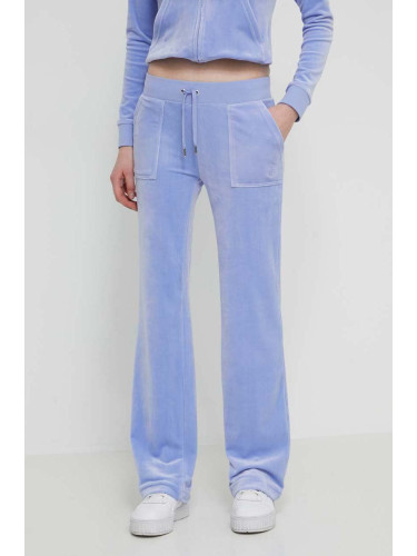 Кадифен спортен панталон Juicy Couture в синьо с апликация