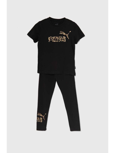 Детски памучен комплект Puma ANIMAL & Leggings Set G в черно