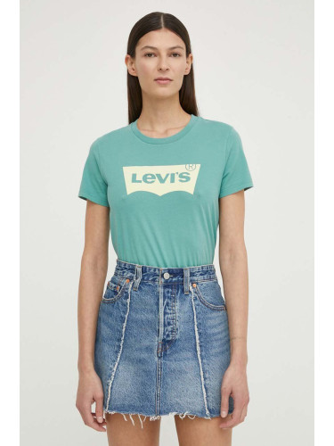 Памучна тениска Levi's в зелено