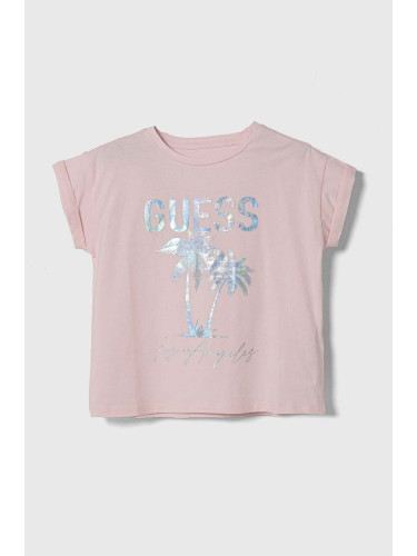 Детска тениска Guess в розово