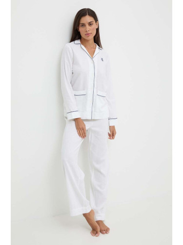Ленена пижама Lauren Ralph Lauren в бяло ILN92335