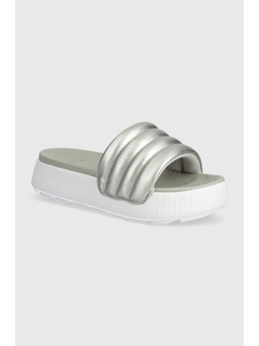 Чехли Puma Karmen Slide Puffy в сиво с платформа 395399