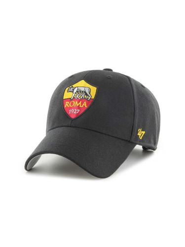 Памучна шапка с козирка 47 brand AS Roma в черно с апликация ITFL-MVP01WBV-BKH