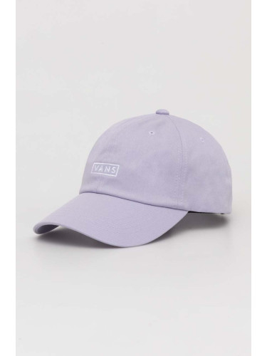 Памучна шапка с козирка Vans в лилаво с апликация