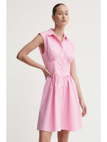 Памучна рокля HUGO в розово къса разкроена 50512904
