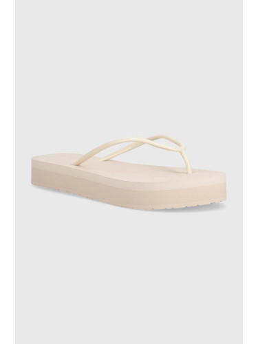 Джапанки Calvin Klein FLATFORM FF DEBOSS LOGO TPU в сиво с платформа HW0HW01977