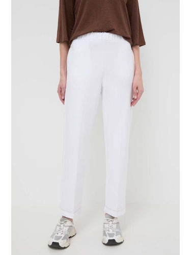Панталон Max Mara Leisure в бяло с широка каройка, висока талия 2416781108600