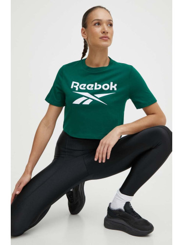 Памучна тениска Reebok Identity в зелено 100076000