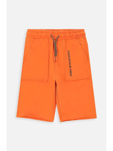 Детски памучен къс панталон Coccodrillo в оранжево