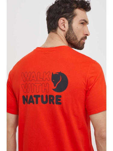 Тениска Fjallraven Walk With Nature в оранжево с принт F12600216