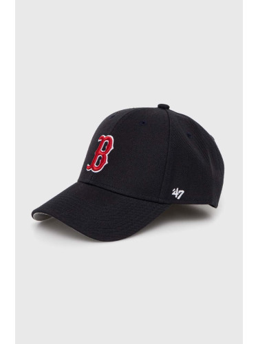 Детска шапка с козирка 47 brand MLB Boston Red Sox в тъмносиньо с апликация BMVP02WBV