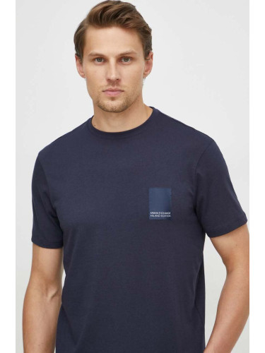 Памучна тениска Armani Exchange в синьо с апликация 3DZTHM ZJ8EZ