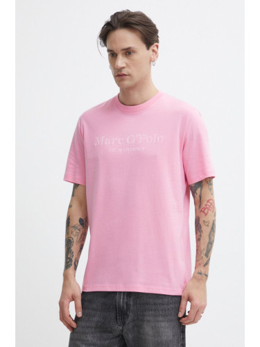 Памучна тениска Marc O'Polo в розово с принт 423201251052