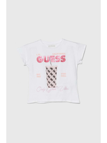 Детска тениска Guess в бяло