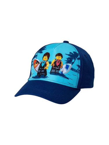 Детска памучна шапка с козирка Lego в тъмносиньо с принт