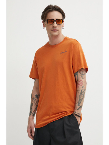 Памучна тениска G-Star Raw в оранжево с принт