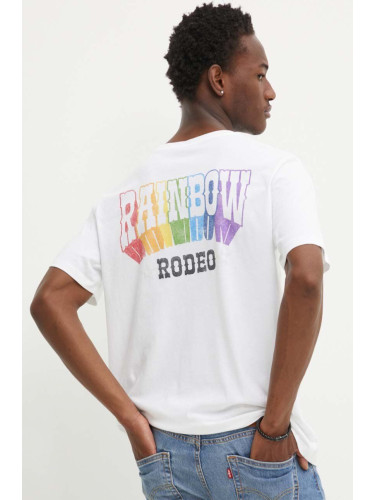 Памучна тениска Levi's Pride в бяло с принт