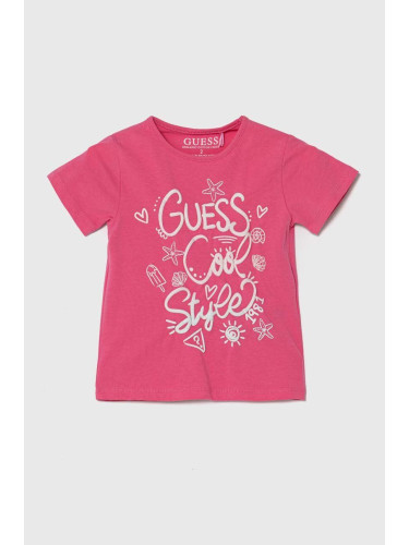 Детска тениска Guess в розово