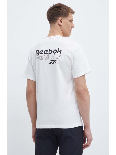 Памучна тениска Reebok Brand Proud в бежово с принт 100076380