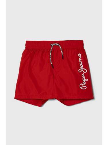 Детски плувни шорти Pepe Jeans LOGO SWIMSHORT в червено