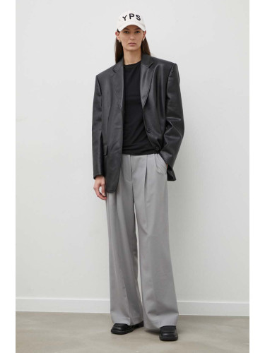 Панталон 2NDDAY 2ND Miles - Daily Sleek в сиво със стандартна кройка, с висока талия 2000160151