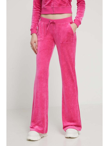 Кадифен спортен панталон Juicy Couture в розово с апликация