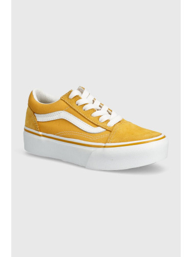 Детски ниски кецове Vans UY Old Skool Platform в жълто