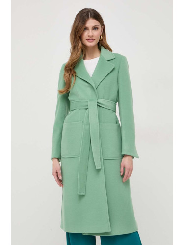 Вълнено палто MAX&Co. в зелено преходен модел без закопчаване 2416011031200