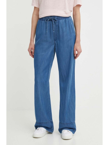 Панталон Pepe Jeans LOOSE ST PANTS UHW TENCEL в синьо с широка каройка, с висока талия PL204685