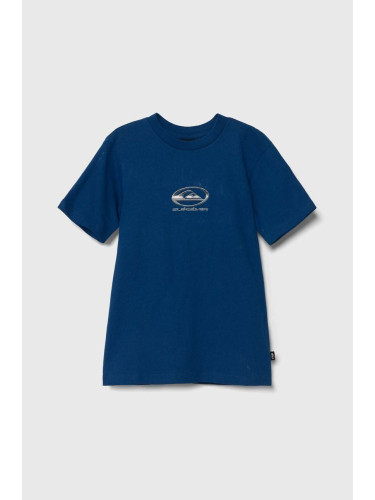 Детска памучна тениска Quiksilver CHROME LOGO в синьо с принт