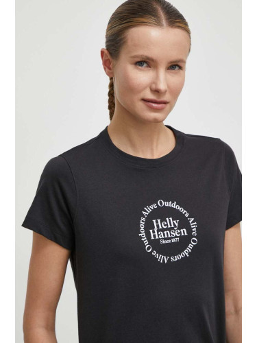 Памучна тениска Helly Hansen в черно