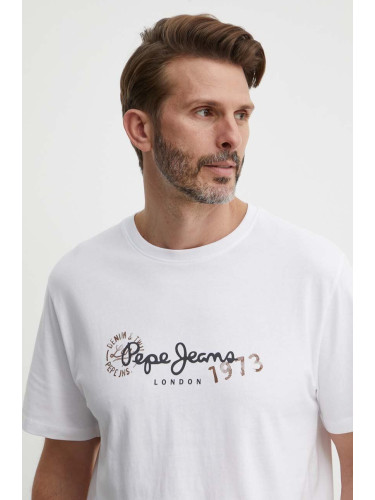 Тениска Pepe Jeans CAMILLE в бяло с принт PM509373