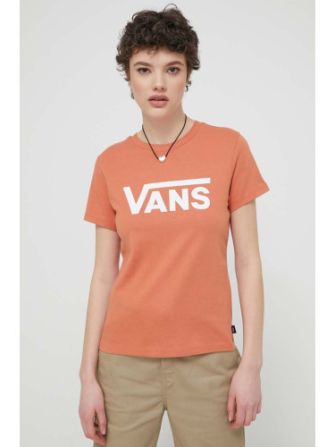 Памучна тениска Vans в оранжево