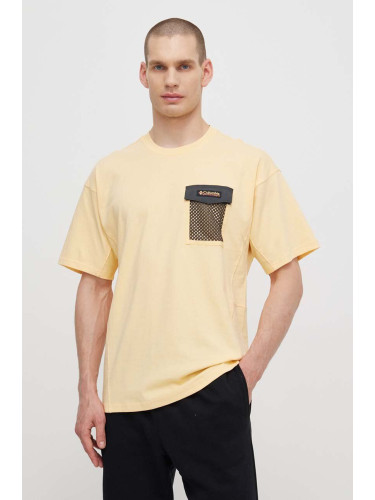 Памучна тениска Columbia Painted Peak в жълто с апликация 2074481
