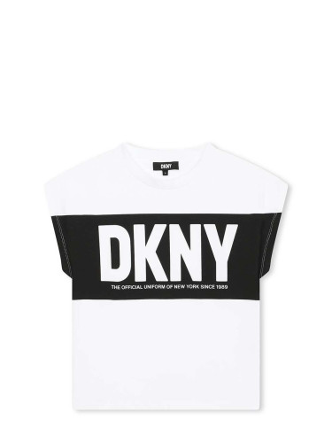 Детска памучна тениска Dkny в бяло