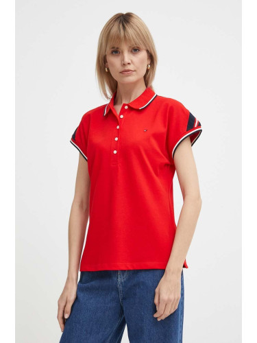 Тениска с яка Tommy Hilfiger в червено WW0WW41285