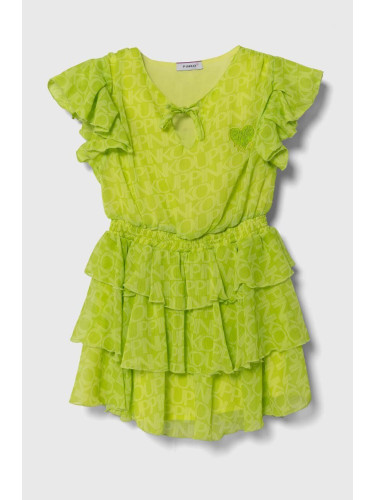 Детска рокля Pinko Up в зелено къса разкроена
