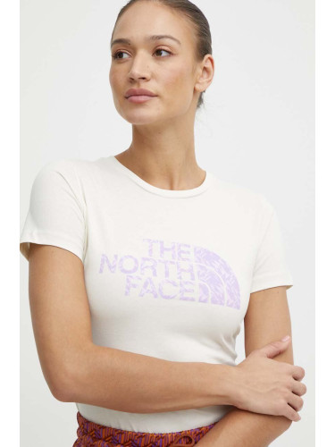 Памучна тениска The North Face в бежово NF0A87N6YFO1