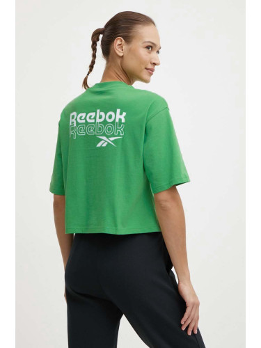 Памучна тениска Reebok в зелено 100075957