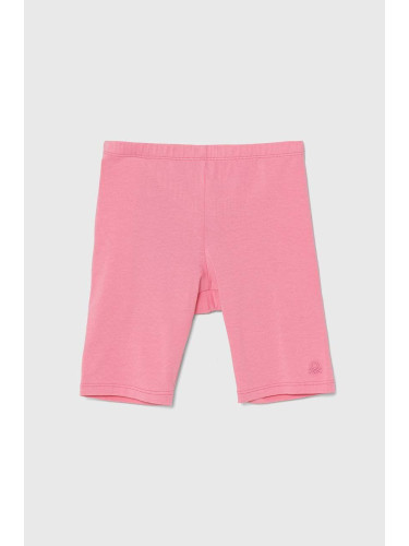 Детски къси панталони United Colors of Benetton в розово с изчистен дизайн