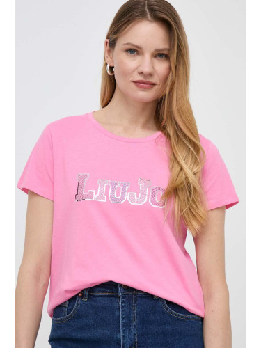 Памучна тениска Liu Jo в розово