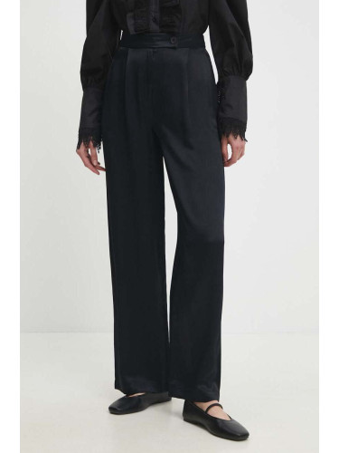 Панталон Answear Lab в черно с широка каройка, с висока талия